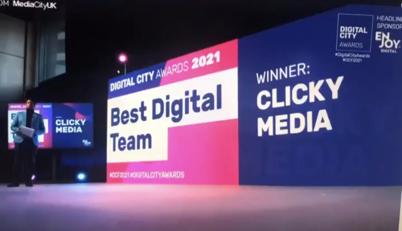 Clicky wins ‘Best Digital Team’ at 2021 Digital City Festival Awards!!