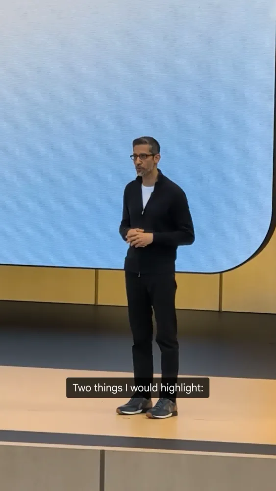 Unveiling Gemini 3.5 Flash on the I/O keynote stage.