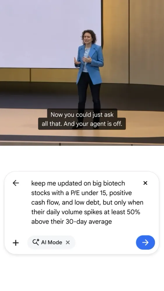 “Keep me updated” turns a one-off search into a standing agent in AI Mode.