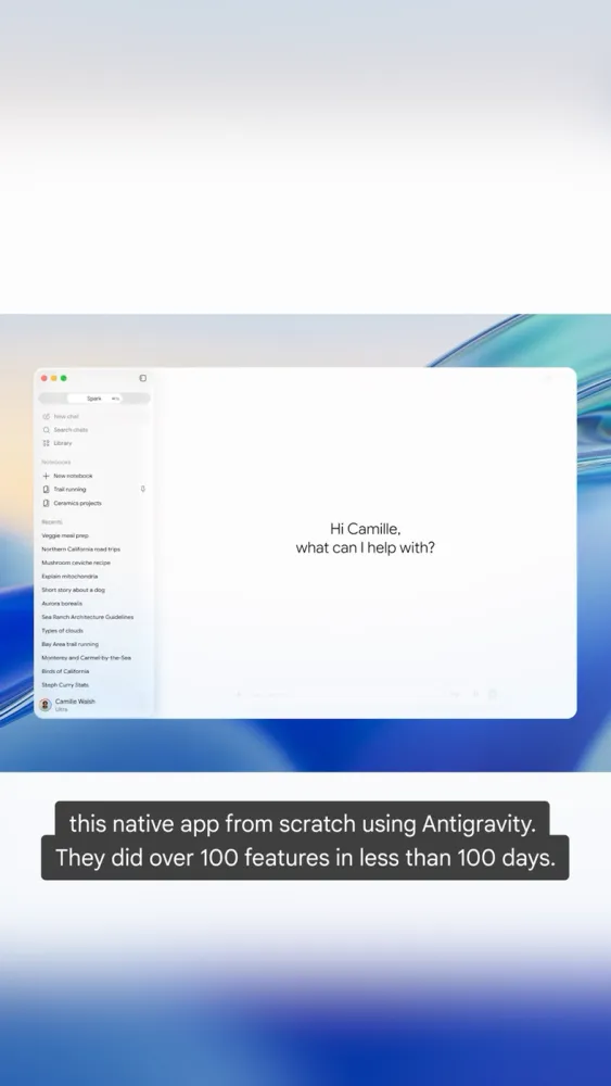 A native Mac app built with Antigravity: 100+ features in under 100 days.