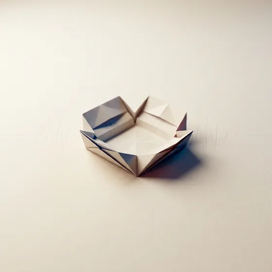 March 2026 Clicky Wrap cover: a crisp folded-origami arena on a warm off-white surface with subtle Clicky blue and red glints.