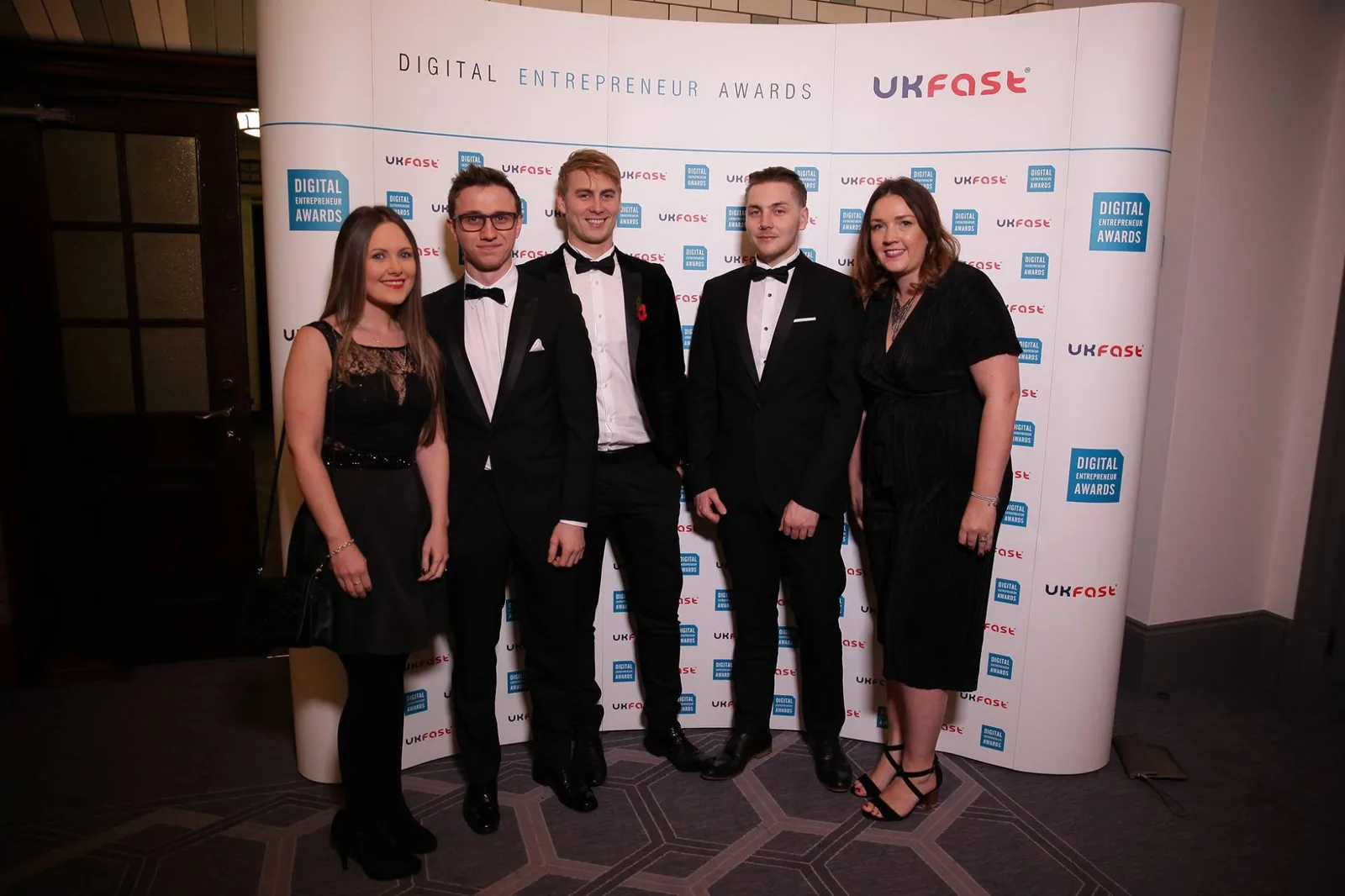 Five of the team in black tie at the Digital Entrepreneur Awards